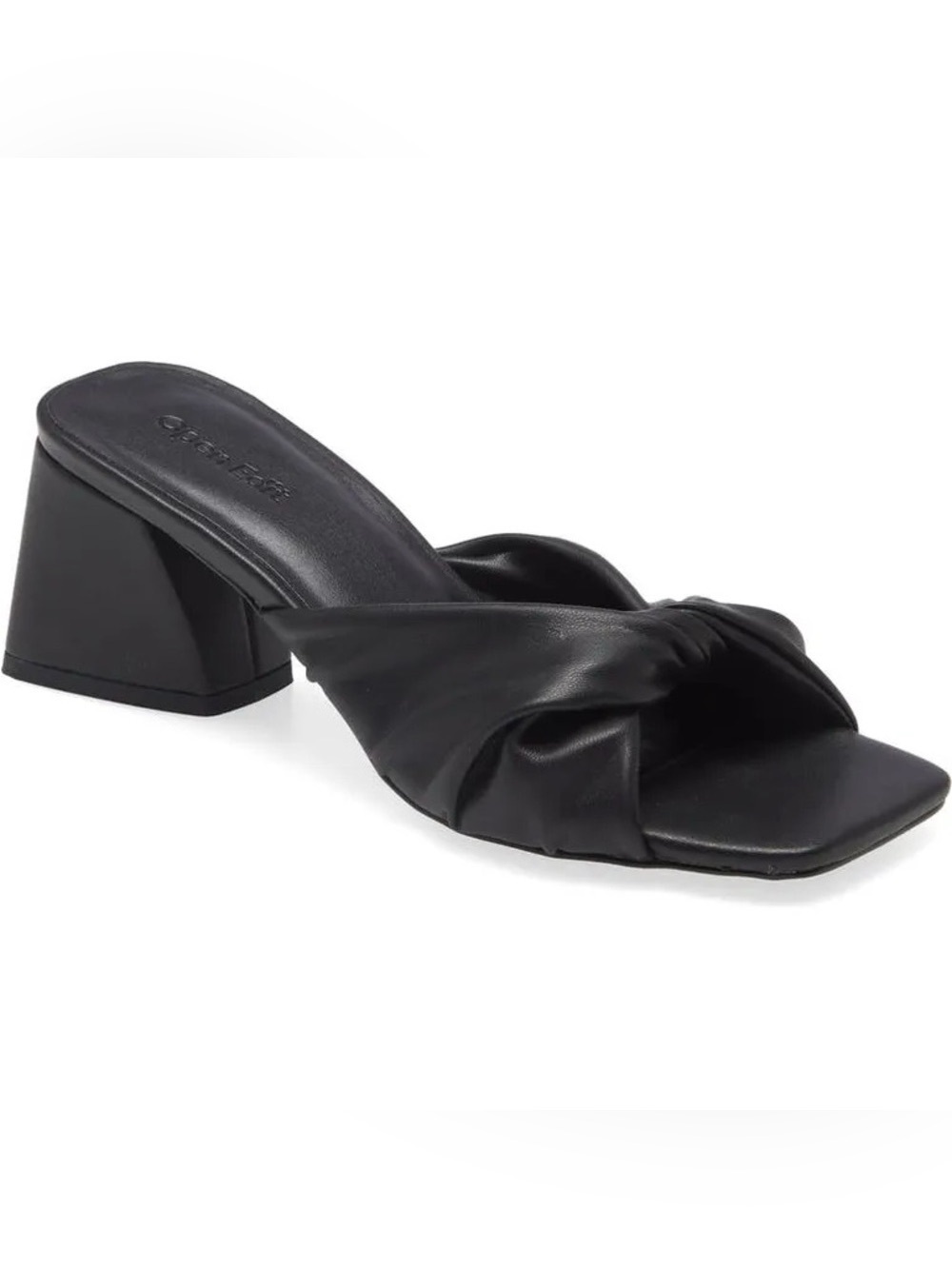 Open Edit Twist-Knot Black Block Heel Mules - Women